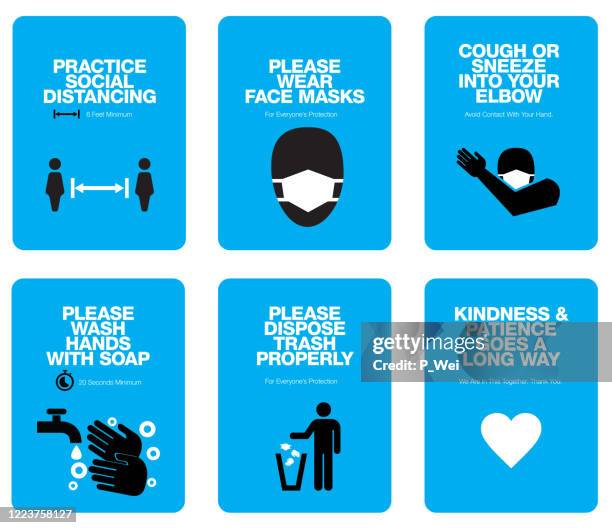 covid sign poster templates - illness prevention stock illustrations