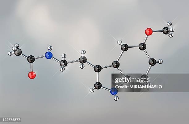 melatonin hormone molecule - nitrogen gas stock illustrations