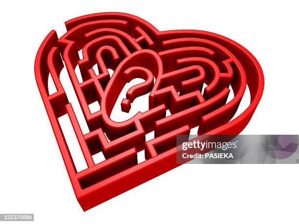 heart maze, computer artwork - riddle stock illustrations