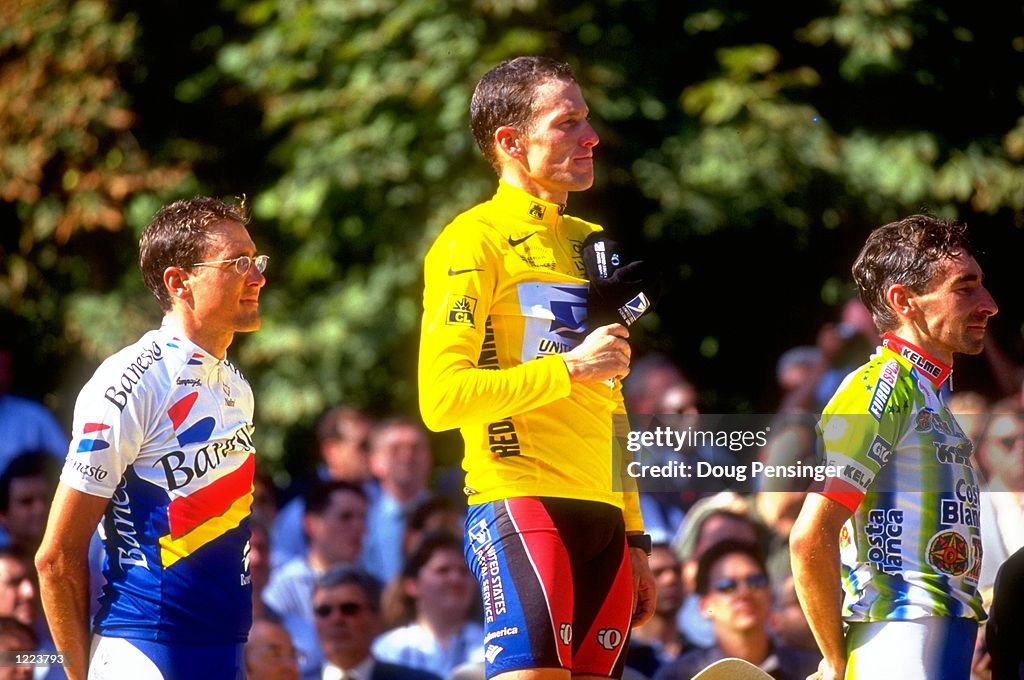 Alex Zulle of Switerland, Lance Armstrong of the USA and Fernando Escartin Spain