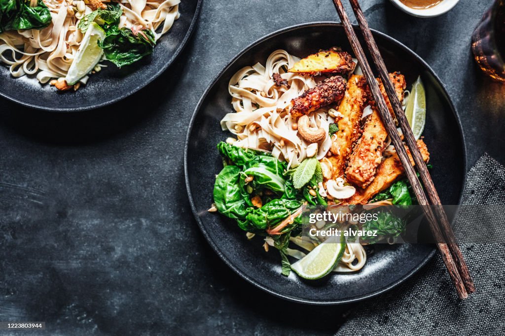 Asian cuisine served on a table