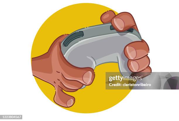 one hand and joystick - game controller hand stock illustrations