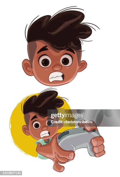 the gamer boy - using computer back view stock illustrations