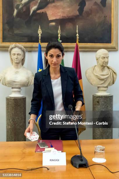 The Mayor of Rome, Virginia Raggi attends the press conference to present the memorandum of understanding for the redevelopment of a former school in...