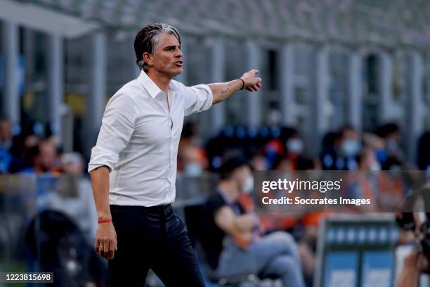 Coach Luis Diego Lopez of Brescia during the Italian Serie A match between Internazionale v Brescia at the San Siro on July 1, 2020 in Milan Italy