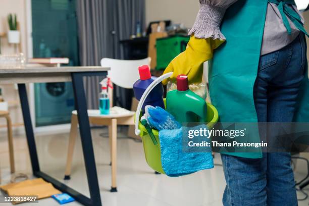 house spring cleaning maid housework service - cameriera foto e immagini stock