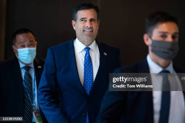 Director of National Intelligence John Ratcliffe arrives for briefing in the Capitol with the Senate Select Intelligence Committee on allegations of...