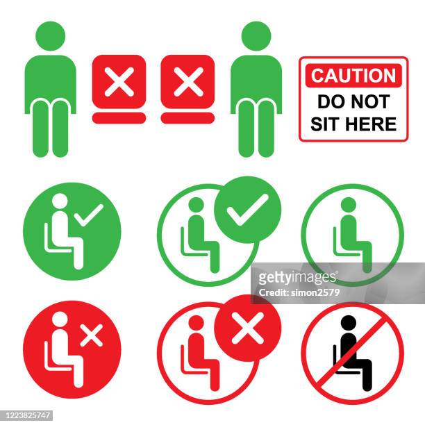 do or do not sit here sign - hospital with people stock illustrations