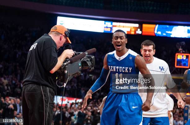 John Wall of the Kentucky Wildcats reacts at Madison Square Garden on December 9, 2009 in New York City.