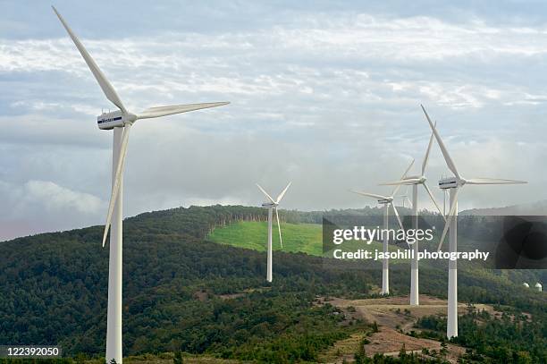 wind turbines in northern japan - wind power japan stock pictures, royalty-free photos & images