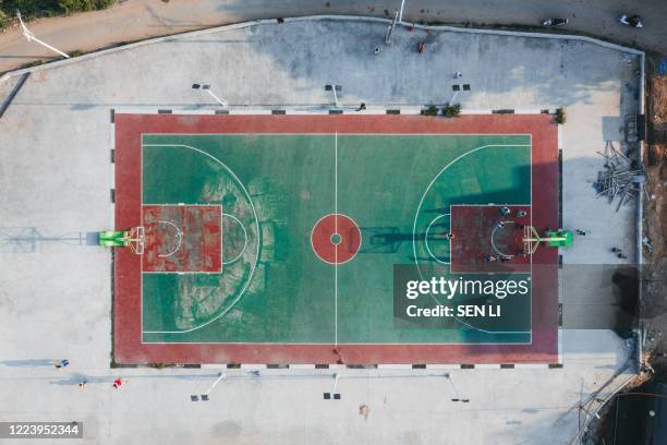 aerial view of a basketball court - court notice bildbanksfoton och bilder