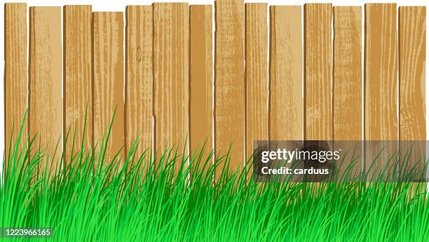 old fence background in the grass - palisade boundary stock illustrations