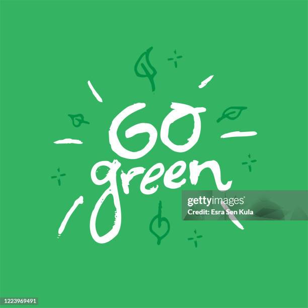 go green hand drawn lettering. - vegan activist stock illustrations