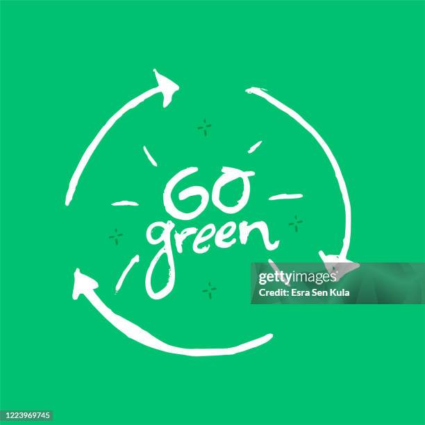 ilustraciones, imágenes clip art, dibujos animados e iconos de stock de ir verde dibujado a mano letras. - basura cero