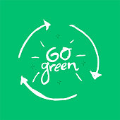 Go Green hand drawn lettering.