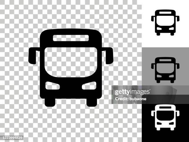 stockillustraties, clipart, cartoons en iconen met buspictogram op transparante achtergrond van het dambord - getting on bus