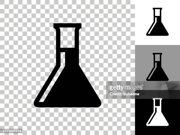 illustrations, cliparts, dessins animés et icônes de icône de flacon de chimie sur le fond transparent de checkerboard - bouteille d'erlenmeyer