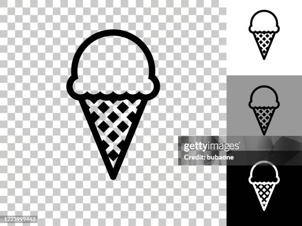 icecream  icon on checkerboard transparent background - ice cream cone stock illustrations