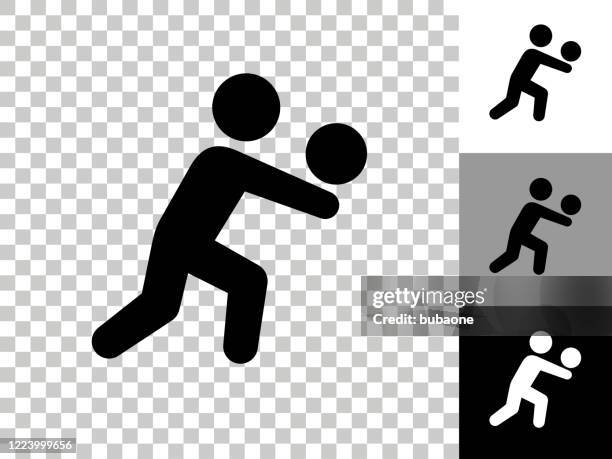 volleyball icon on checkerboard transparent background - volleyball player stock illustrations