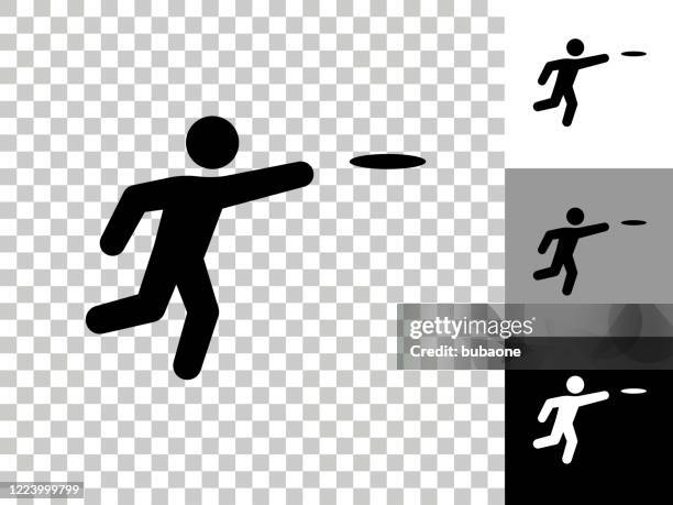 frisbee icon on checkerboard transparent background - frisbee stock illustrations