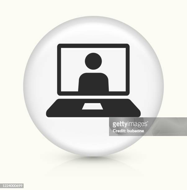 laptop computer virtual call icon - virtual event stock illustrations