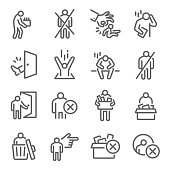 Dismissal icon set vector illustration. Contains such icon as Lay-off, Termination, Unemployment, Jobless, Expulsion, Removal and more. Expanded Stroke