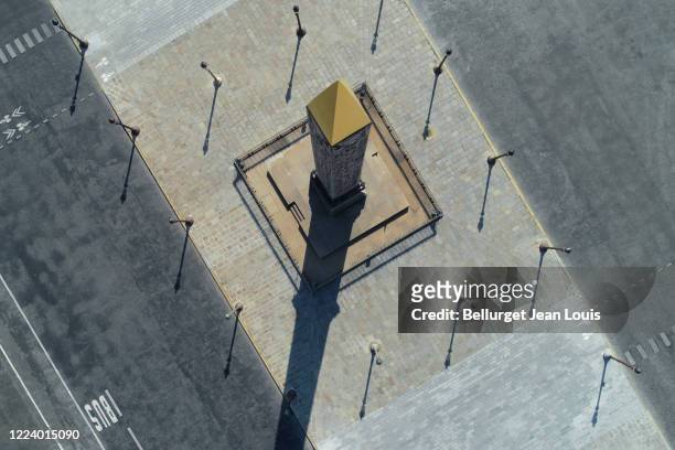 place de la concorde. paris, france. aerial view by drone. - obelisk stock pictures, royalty-free photos & images