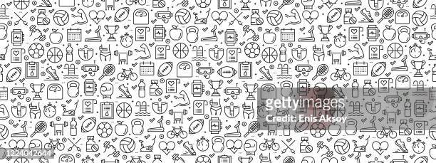 seamless pattern with fıtness icons - sports stock illustrations