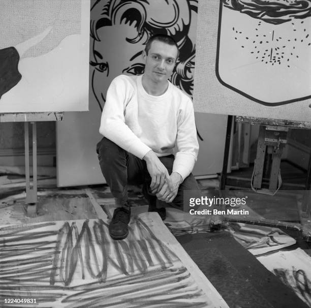 Pop artist Roy Lichtenstein in his New York studio, 1962.