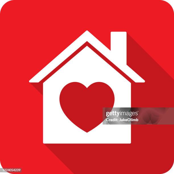 ilustrações, clipart, desenhos animados e ícones de silhueta do ícone do coração da casa - valentines day home