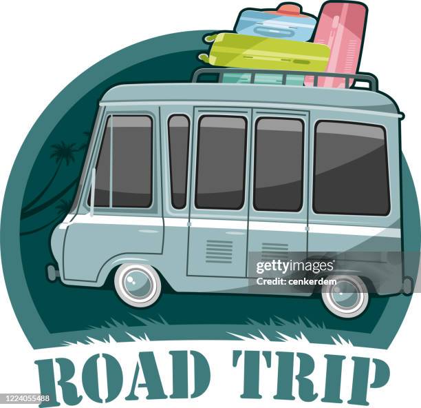 road trip - school bus side stock illustrations