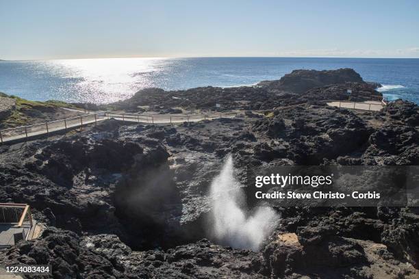 May 11: The Kiama Blow Hole on May 11, 2020 in Kiama New South Wales, Australia.