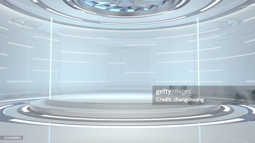 Futuristic empty room,3d Rendering