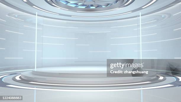 futuristic empty room,3d rendering - place of research stock pictures, royalty-free photos & images