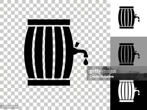 barrel icon on checkerboard transparent background - draft beer white background stock illustrations