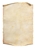 Old paper scroll or parchment isolated on a white background. Clipping path included.
