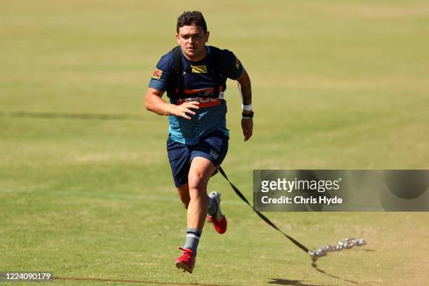 Ashley Taylor runs during a Gold Coast Titans NRL training session at the Titans High Performance Centre on May 11, 2020 in Gold Coast, Australia.