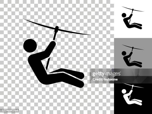 zip lining icon on checkerboard transparent background - zip stock illustrations