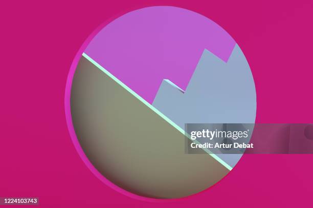 creative digital picture with different geometric shape creating minimal infographic with depth. - coronavirus curve stock pictures, royalty-free photos & images