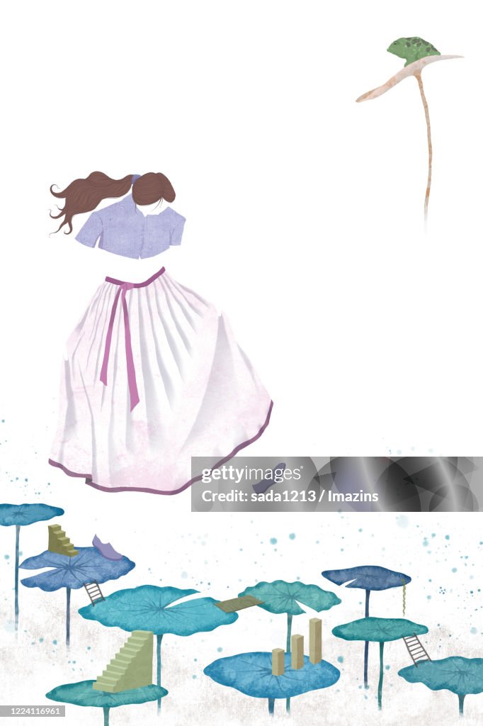 A Girl and Lotus Flower