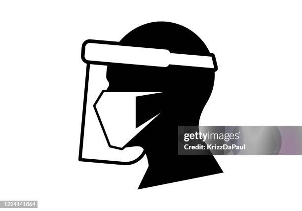 face shield - inhaling stock illustrations