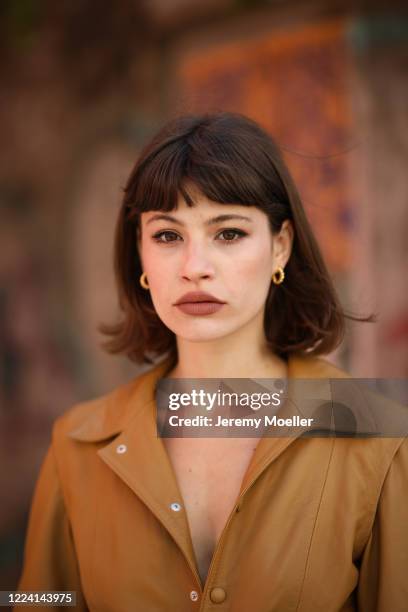 Lea Neumann wearing Gestuz overall on May 06, 2020 in Berlin, Germany.