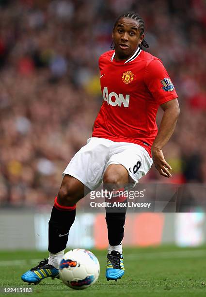 Anderson of Manchester United with the ball during the Barclays Premier League match between Manchester United and Arsenal at Old Trafford on August...
