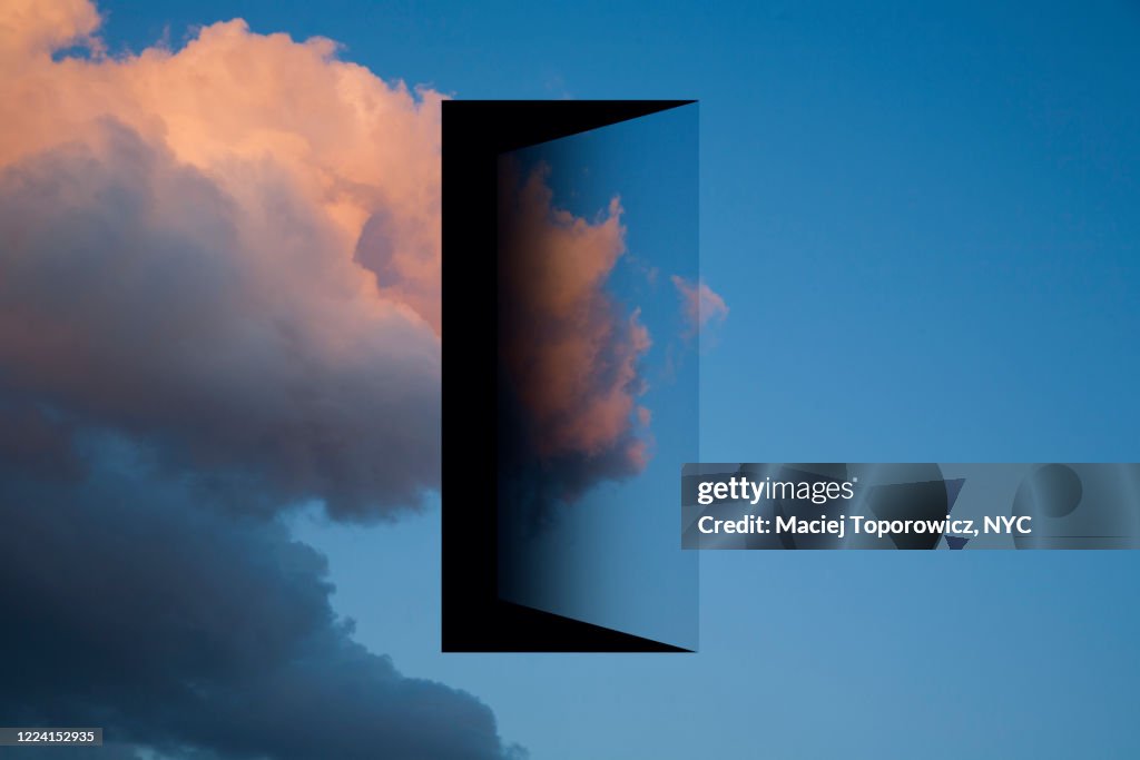 View of the sky with a doorway in it.