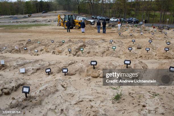 Pakistani immigrant families from Brooklyn bury relatives who have died of COVID-19 on May 9, 2020 at a muslim cemetery in Morganville, New Jersey