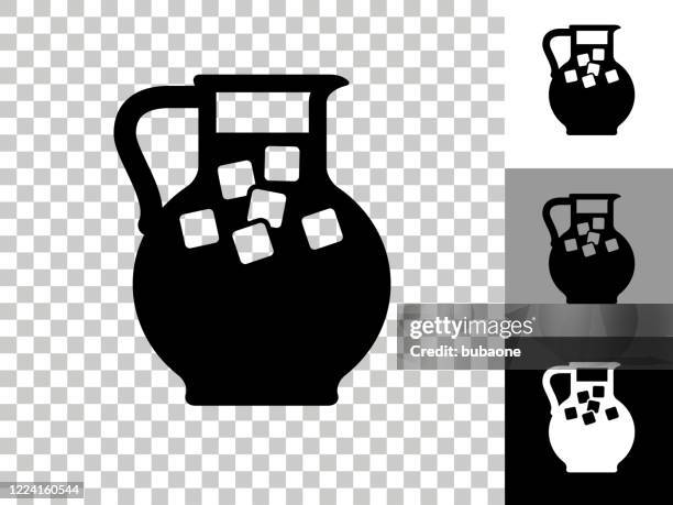 juice jug icon on checkerboard transparent background - ice cube white background stock illustrations