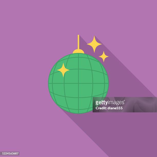 disco ball party icon mit long side shadow - diskokugel stock-grafiken, -clipart, -cartoons und -symbole