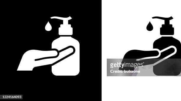 ilustraciones, imágenes clip art, dibujos animados e iconos de stock de icono de jabón líquido para manos de sinitizer - gel antiséptico