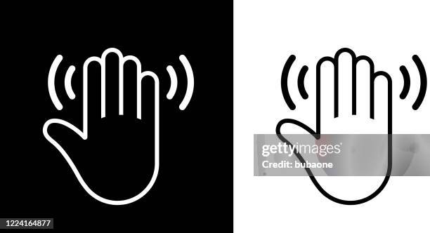 hand waving icon - waving stock illustrations