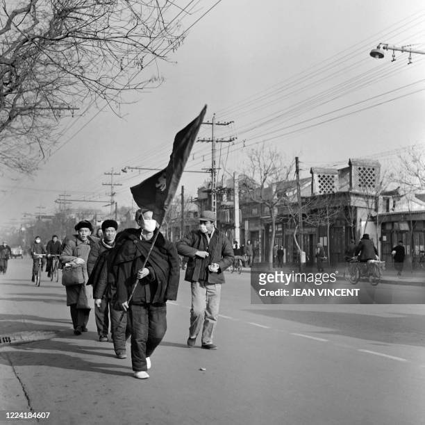 Red guards are seen in the streets of Beijing on January 14, 1967 during the "great proletarian Cultural Revolution". - Since the cultural revolution...